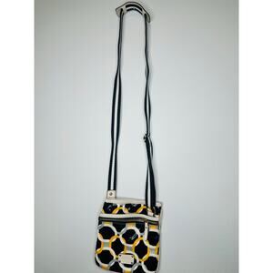 MICHAEL KORS Yellow Navy Geometric Design Patent Leather Crossbody Handbag